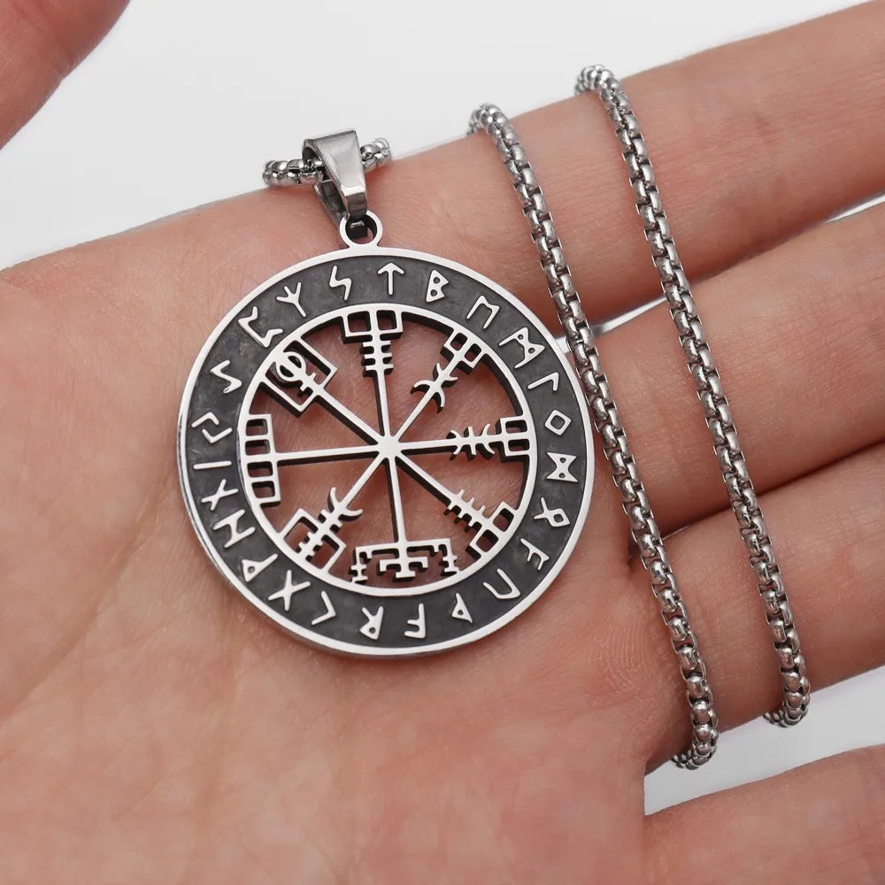 Vegvisir Kompass Halskette Wikinger Anhänger silber