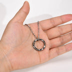 Wikinger Halskette Rundes Runenanhänger aus Stahl 23