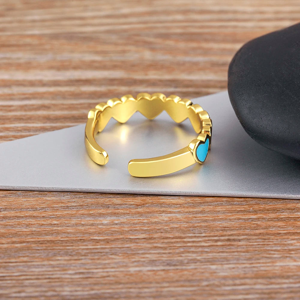 Ring 6 Herzen Damenring Gold