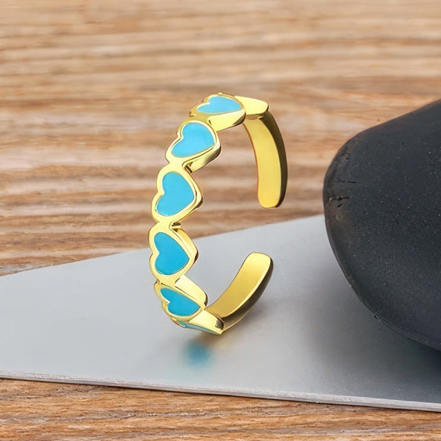 Damenring 6 Herzen Gold 