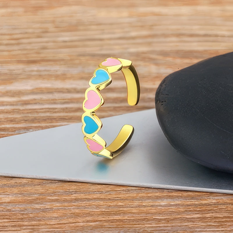 Damenring 6 Herzen Gold 