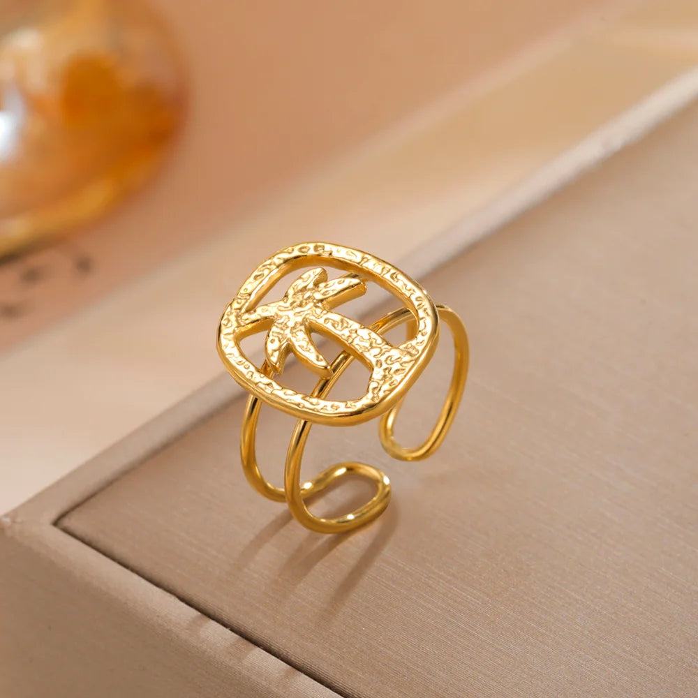 Ring mit Palmenmotiv Gold