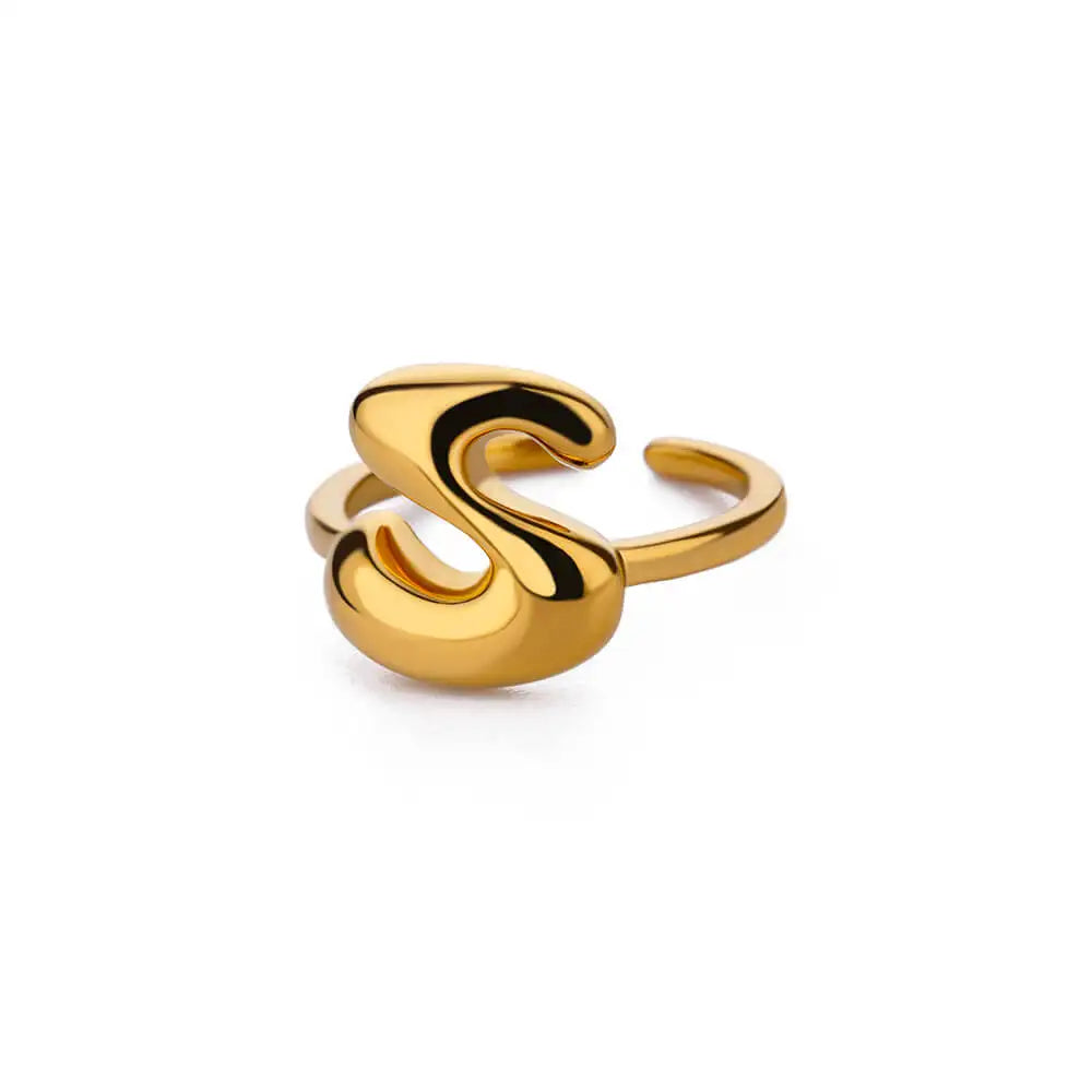 Verstellbarer personalisierter Ring mit Initiale s