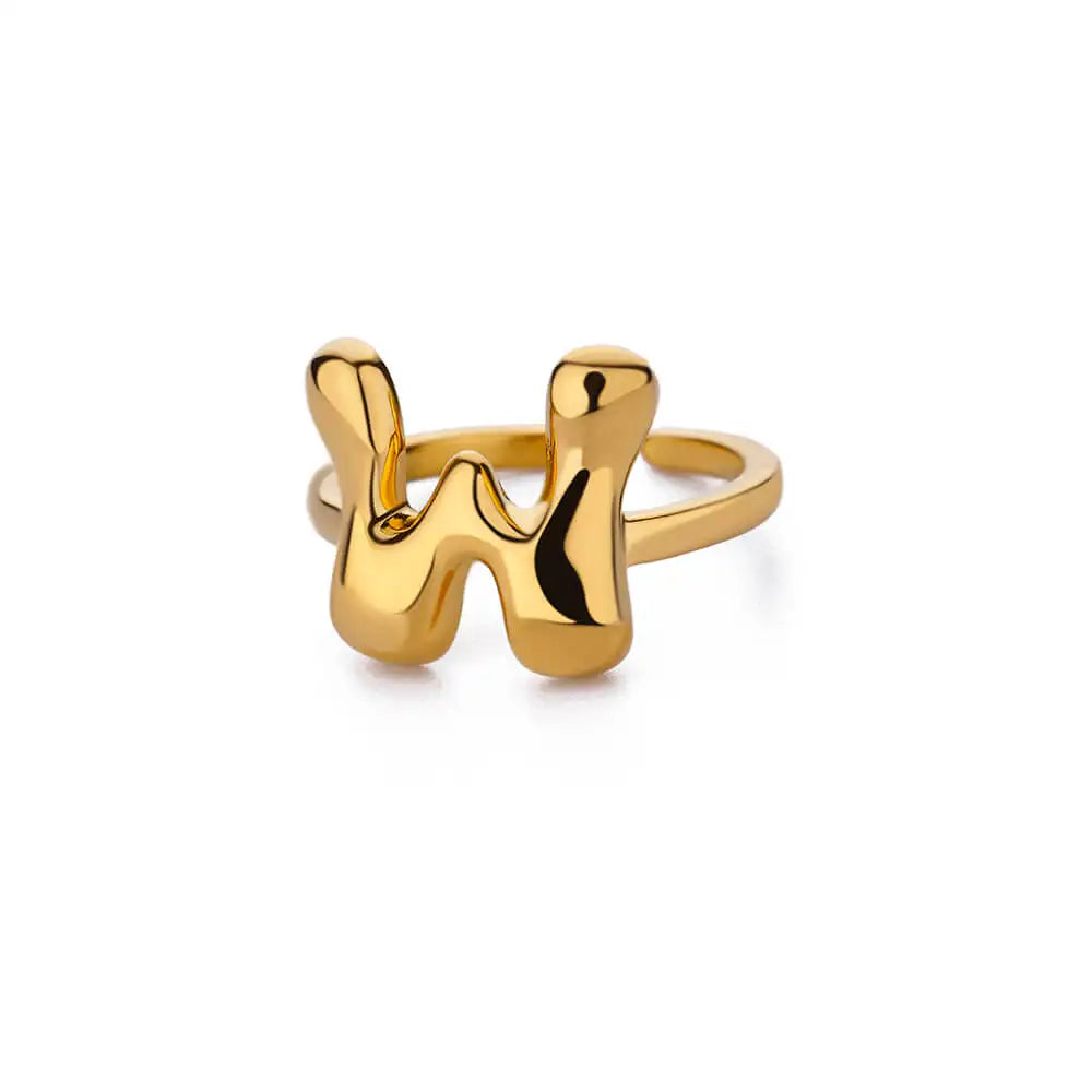 Verstellbarer personalisierter Ring mit Initiale w