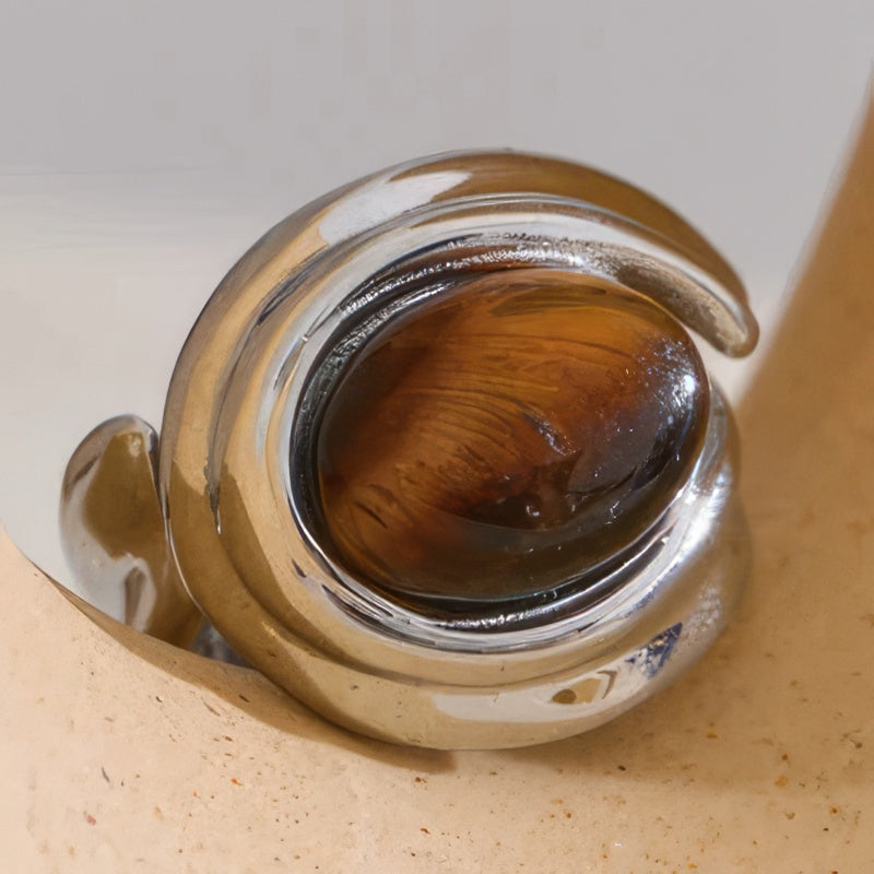 Verstellbarer Ring mit Tigerauge-Stein 