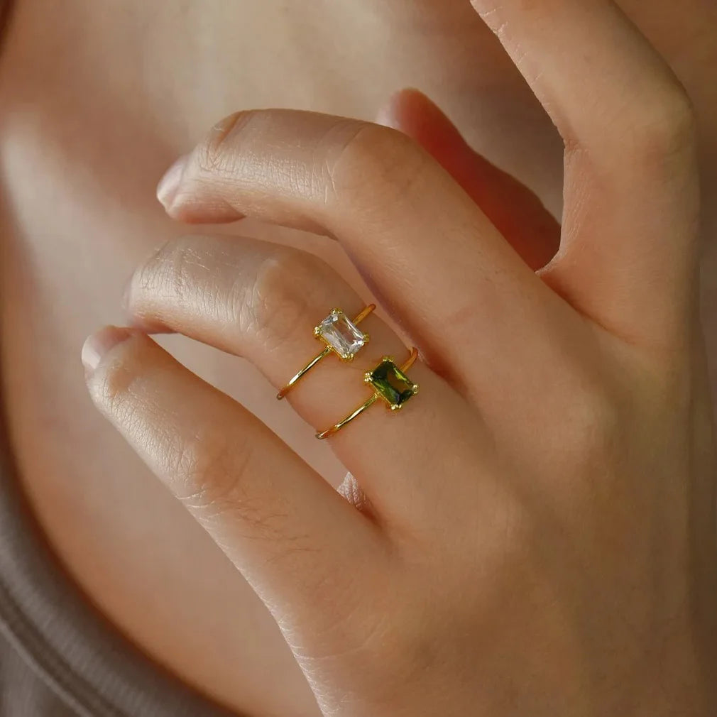 Verstellbarer Ring mit rechteckigem Geburtsstein November
