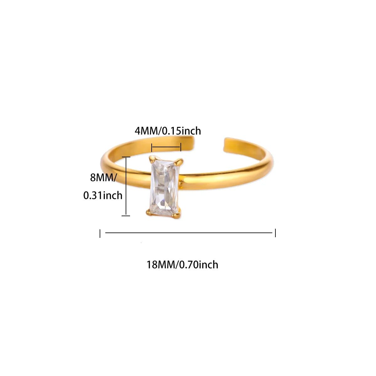 Verstellbarer Ring mit rechteckigem Geburtsstein