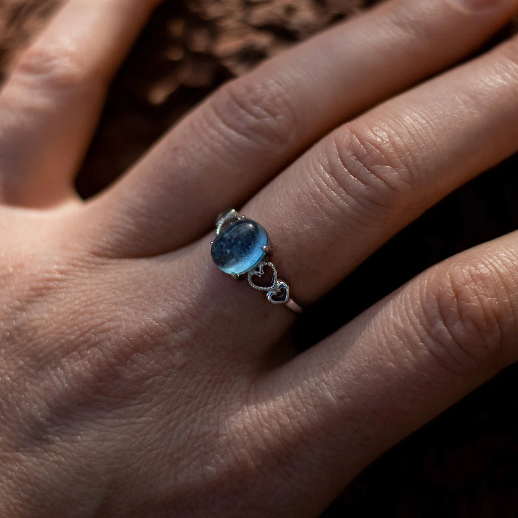 Verstellbarer Ring "Meereskristall" aus Aquamarin 