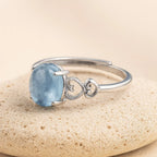 Verstellbarer Ring "Meereskristall" aus Aquamarin 