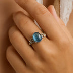Verstellbarer Ring "Meereskristall" aus Aquamarin 