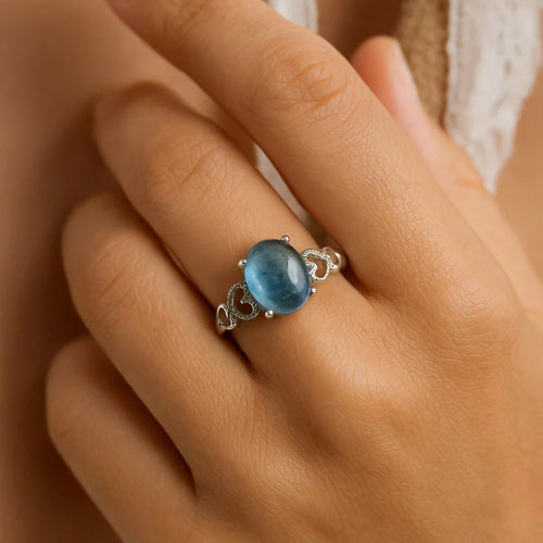 Verstellbarer Ring "Meereskristall" aus Aquamarin 