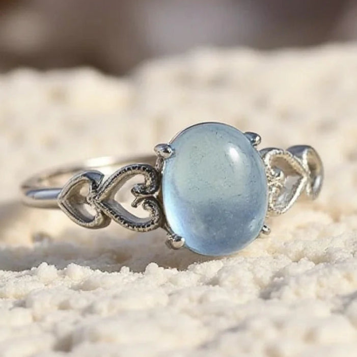 Verstellbarer Ring "Meereskristall" aus Aquamarin 