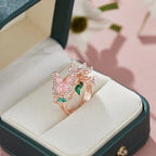 Verstellbarer Ring Kirschblüte und Schmetterling Roségold