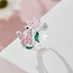 Verstellbarer Ring Kirschblüte und Schmetterling Silber