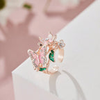 Verstellbarer Ring Kirschblüte und Schmetterling Roségold