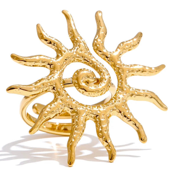 Anello regolabile grande sole oro