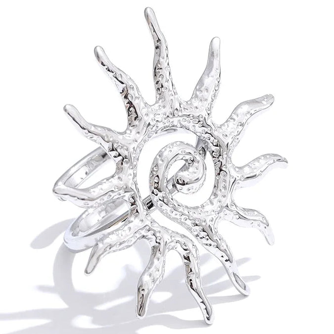 Anello regolabile grande sole argento