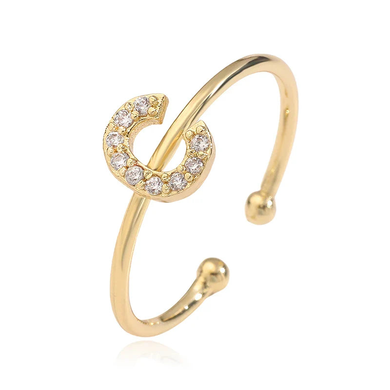 Verstellbarer personalisierter Ring mit Initiale c