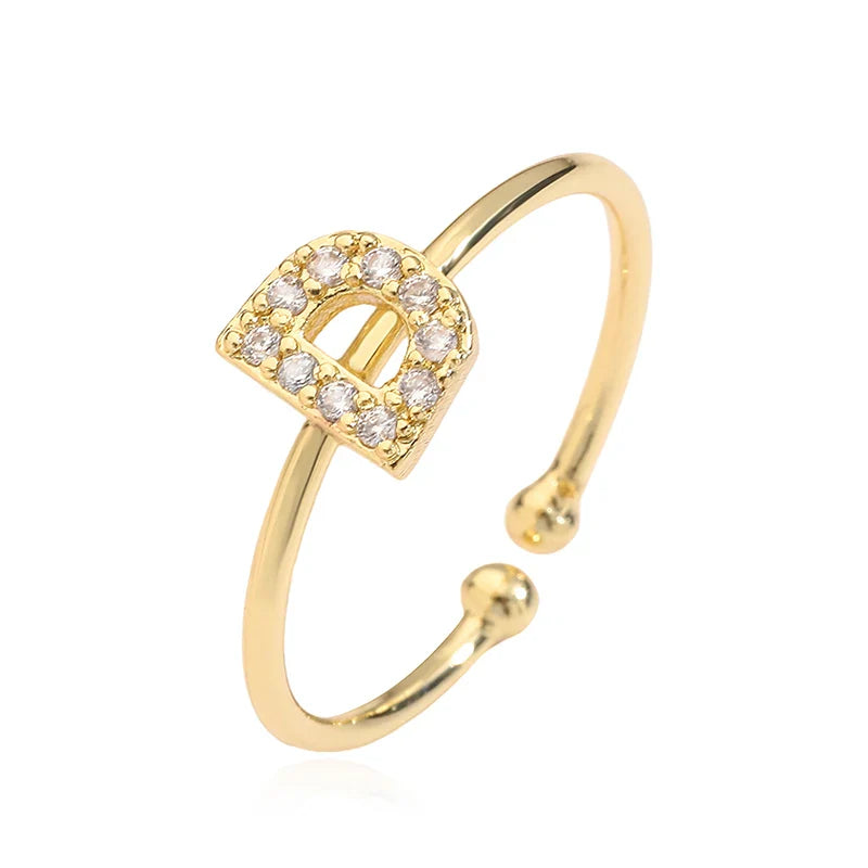 Verstellbarer personalisierter Ring mit Initiale d