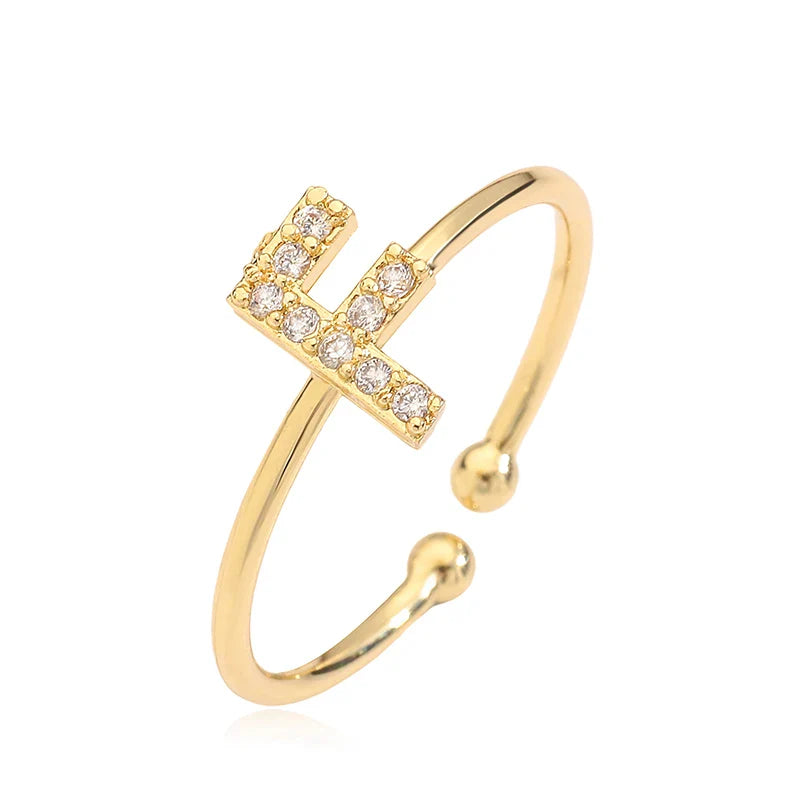 Verstellbarer personalisierter Ring mit Initiale f