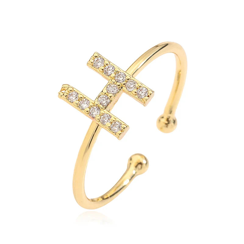 Verstellbarer personalisierter Ring mit Initiale h