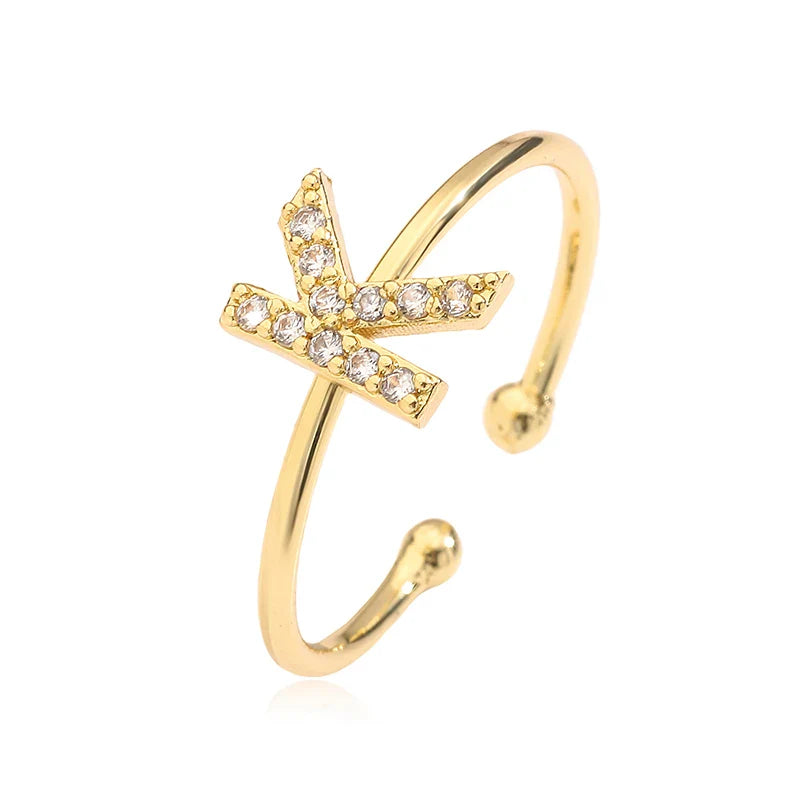 Verstellbarer personalisierter Ring mit Initiale k