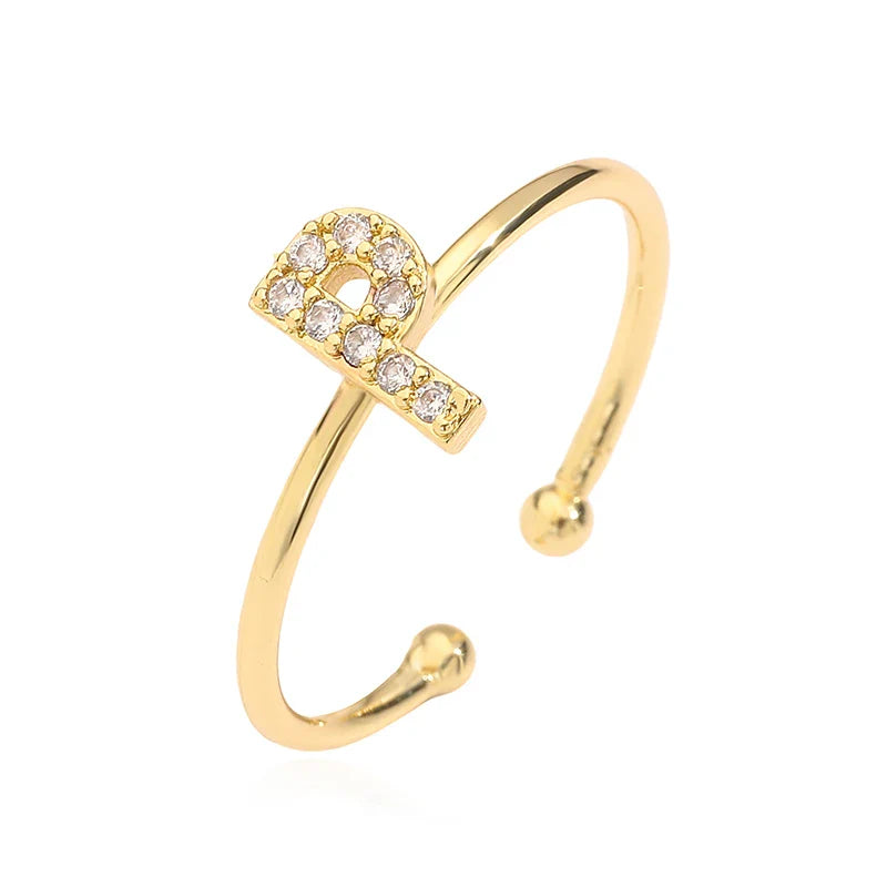 Verstellbarer personalisierter Ring mit Initiale p