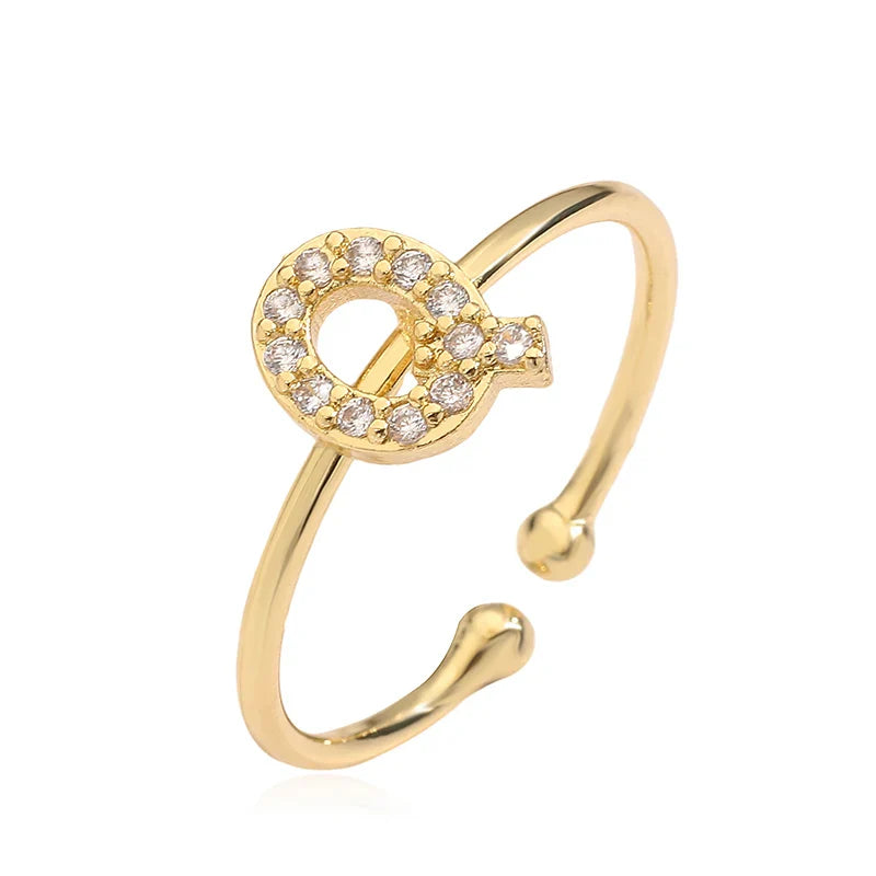 Verstellbarer personalisierter Ring mit Initiale q