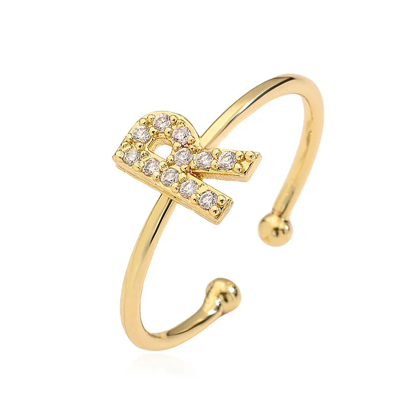 Verstellbarer personalisierter Ring mit Initiale r