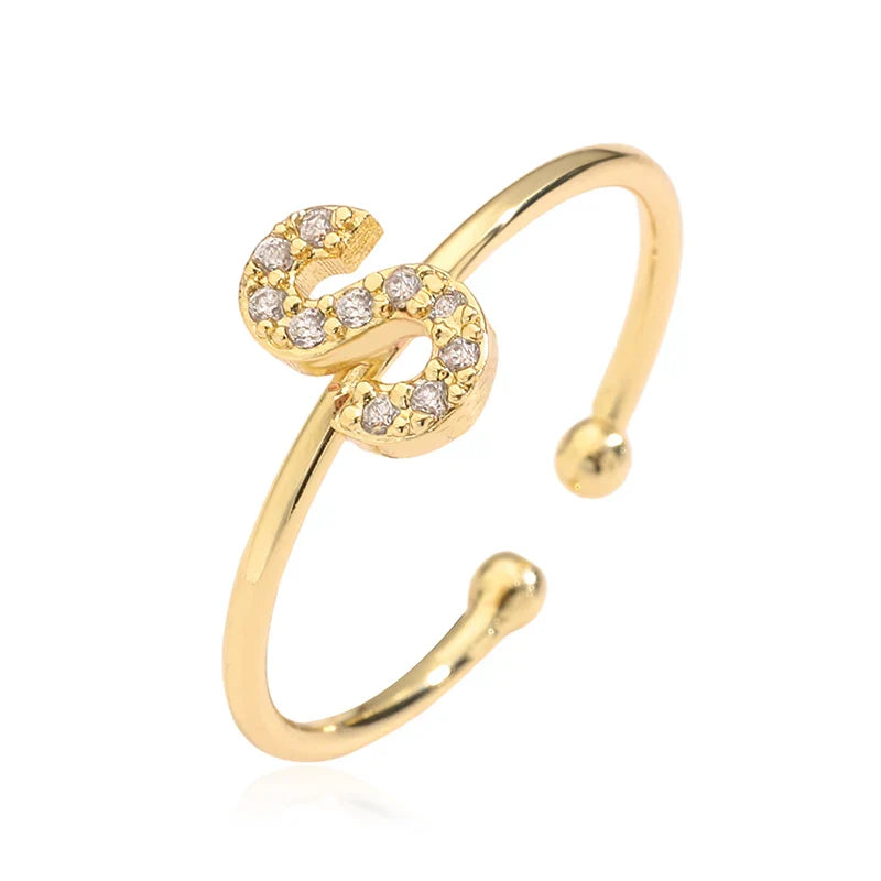 Verstellbarer personalisierter Ring mit Initiale s