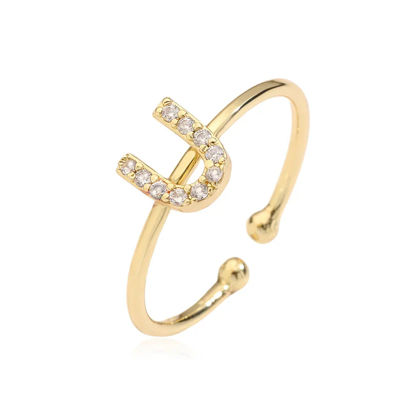 Verstellbarer personalisierter Ring mit Initiale u