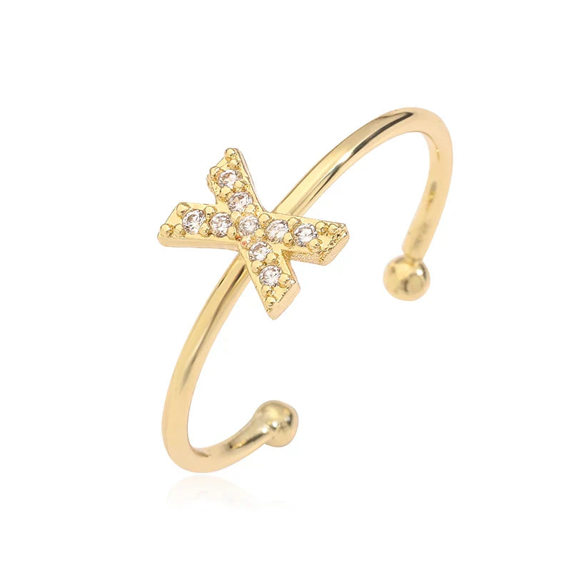 Verstellbarer personalisierter Ring mit Initiale x