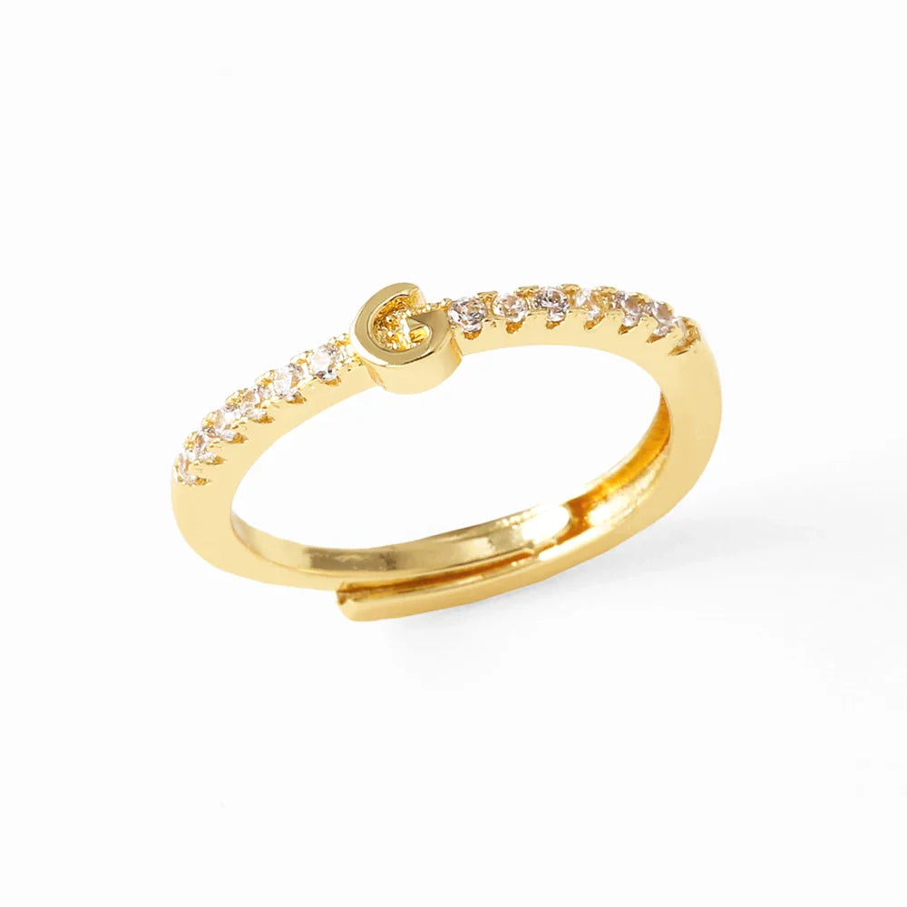 Verstellbarer Damenring mit Initiale - Buchstabe 