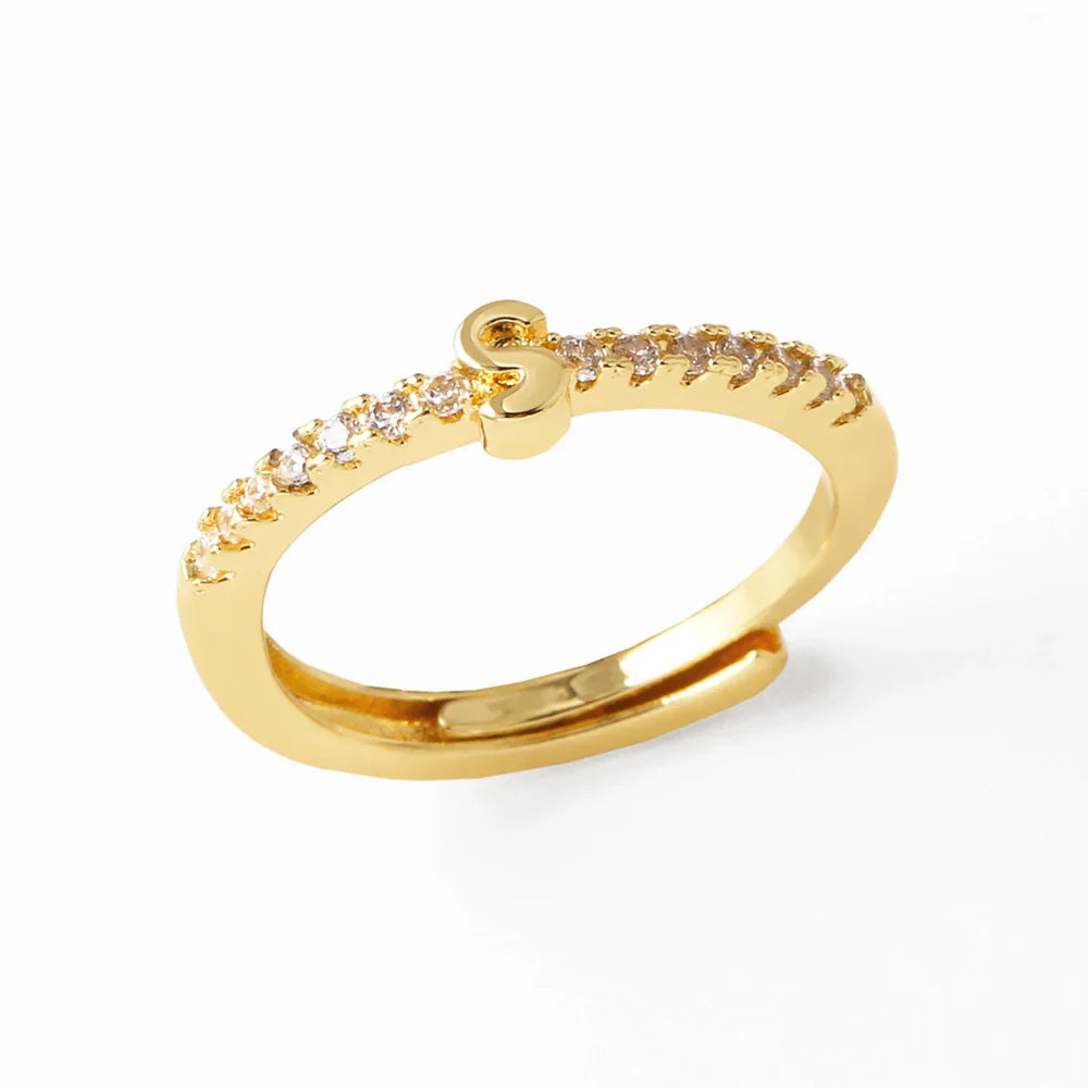 Verstellbarer Damenring mit Initiale - Buchstabe 