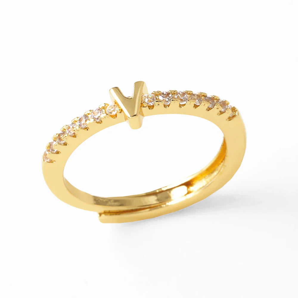 Verstellbarer Damenring mit Initiale - Buchstabe 