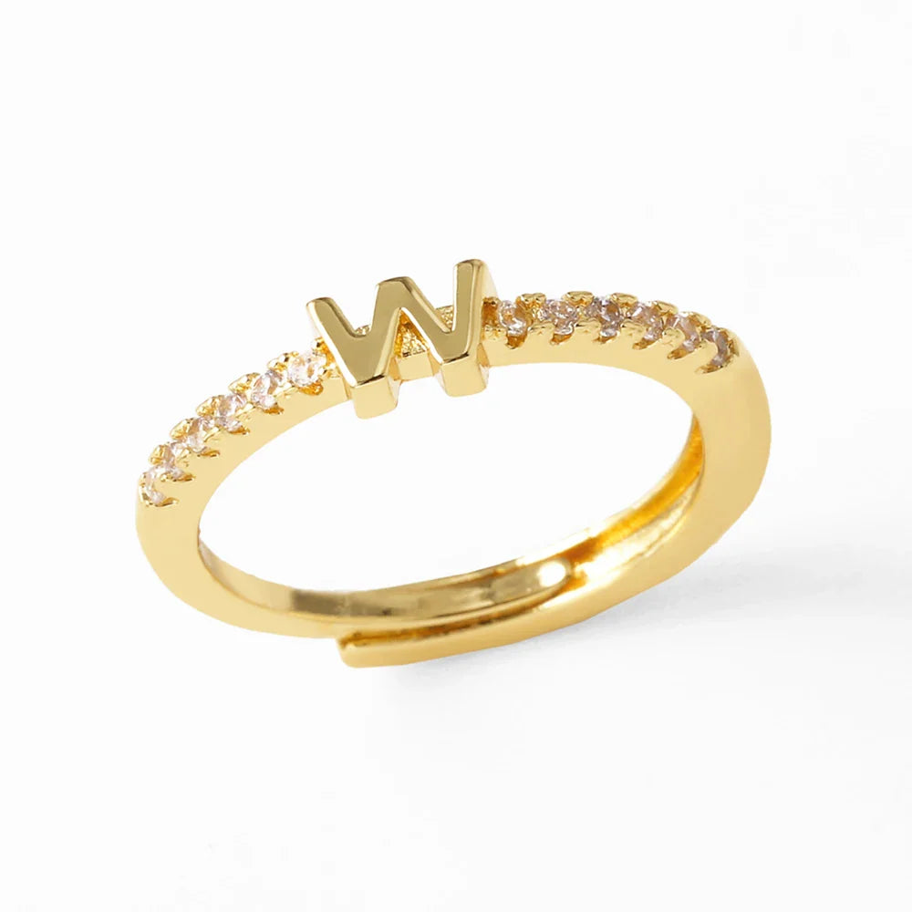 Verstellbarer Damenring mit Initiale - Buchstabe 