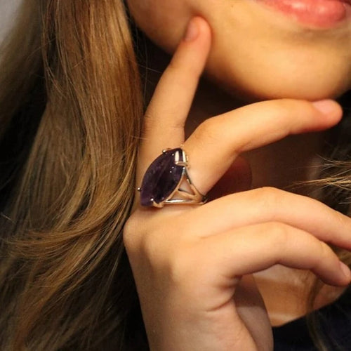 Silberner Amethyst-Ring für Damen