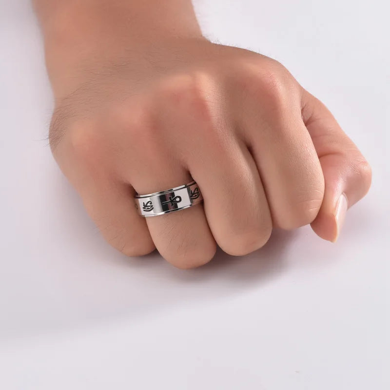 Ring mit ägyptischen Mustern Anti-Stress drehbar silber