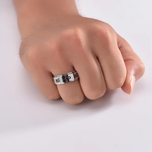 Ring mit ägyptischen Mustern Anti-Stress drehbar silber