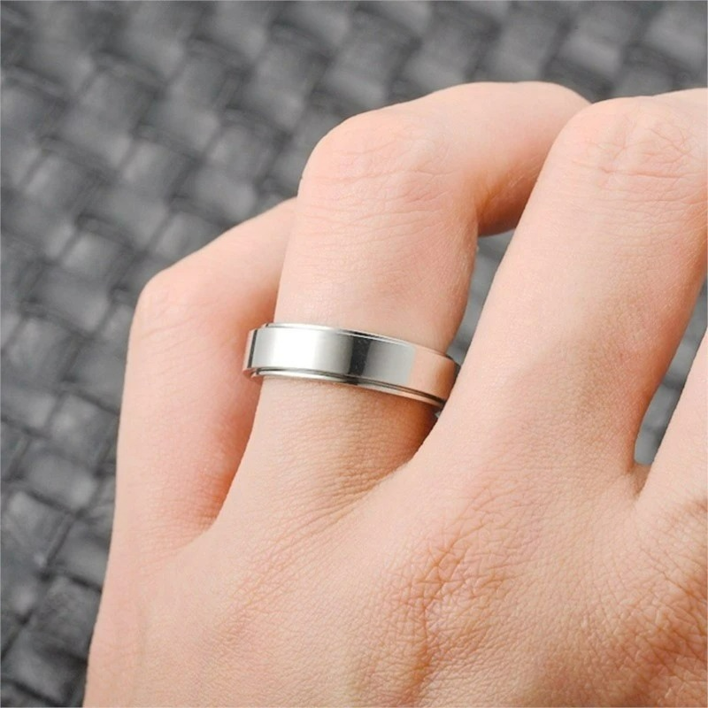 Drehbarer Anti-Stress-Ring für Damen in Silber