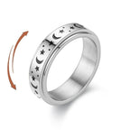 Ring Anti-Stress drehbar Sterne und Monde Silber