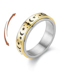 Ring Anti-Stress drehbar Sterne und Monde Gold