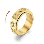 Anti-Stress Ring mit drehbarem Mond und Sonne in Gelbgold