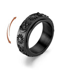 Anti-Stress Ring mit drehbarem Mond und Sonne in Schwarz