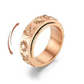 Anti-Stress Ring mit drehbarem Mond und Sonne in Roségold