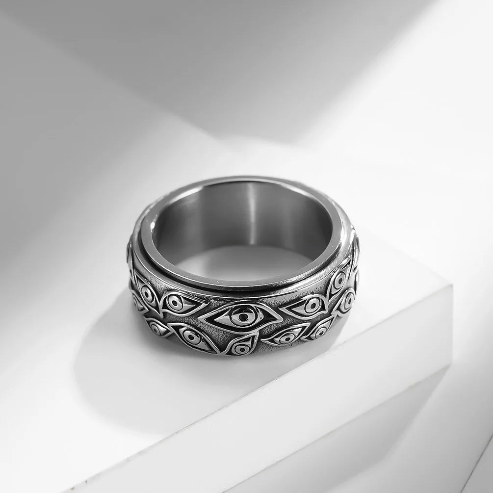 Ring Anti-Stress drehendes Auge Silber