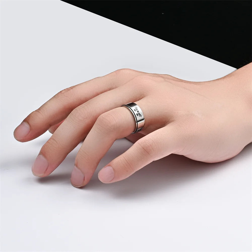 Ring mit drehenden Anti-Stress Katzen, silber