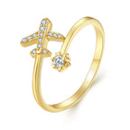 Echter Silberflugzeug-Ring für Damen in Gold