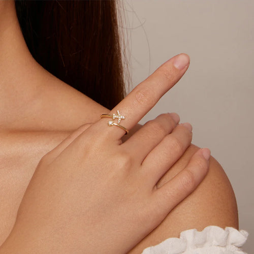 Echter Silberflugzeug-Ring für Damen in Gold