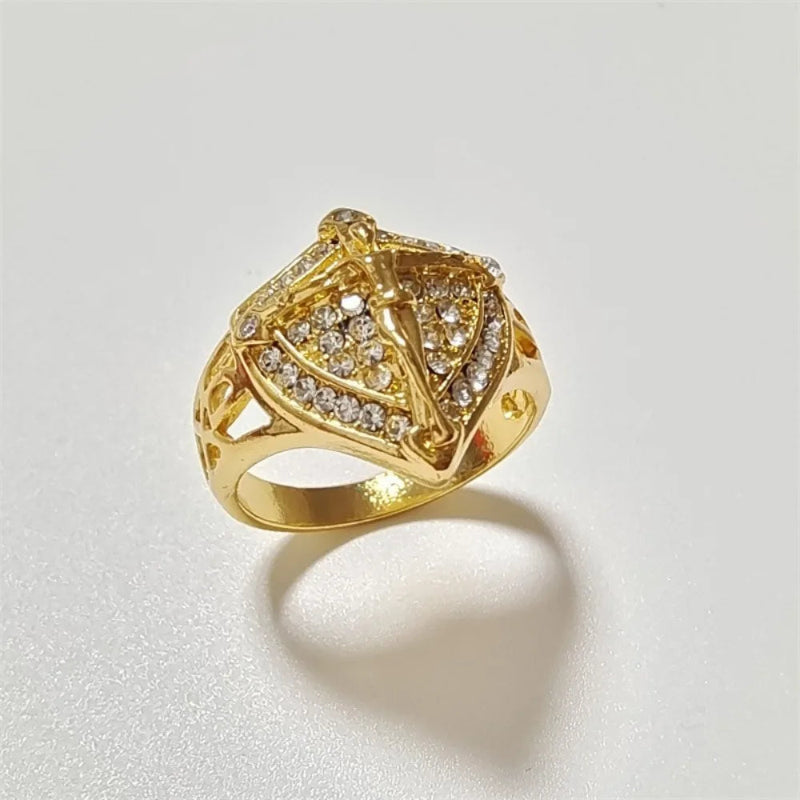 Jesus Christ christlicher Ring mit Strass